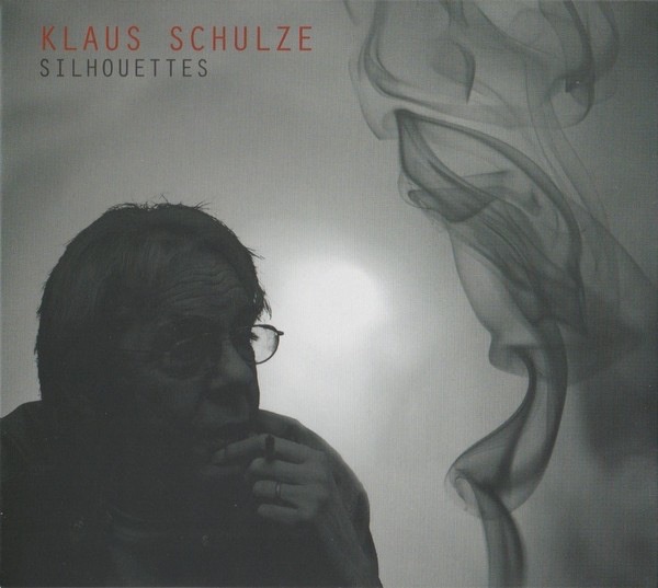 The cover of Silhouettes: a black-and-white photograph of Klaus Schulze smoking